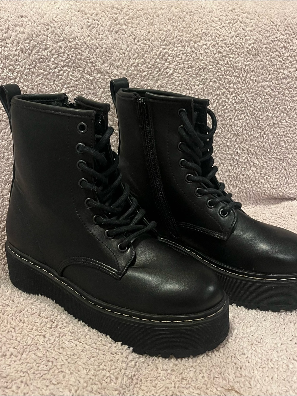 Steve Madden Bettyy Platform Lace-Up Doc Boots in Black - Women's